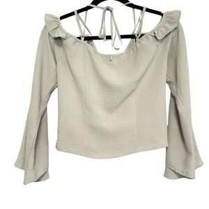 Boho Fairy Bell‎ Sleeve Top Harper & Me Womens 10 Creamy Beige Ruffle Festival